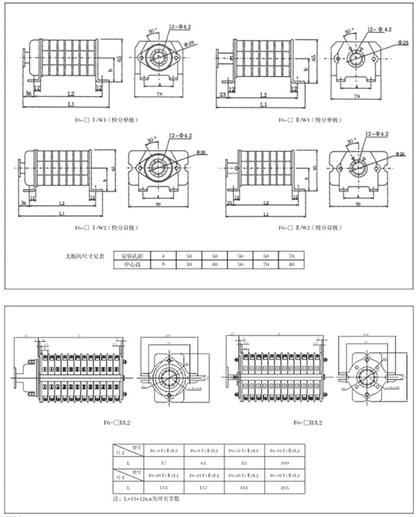 F6、F9辅助开关外形安装尺寸